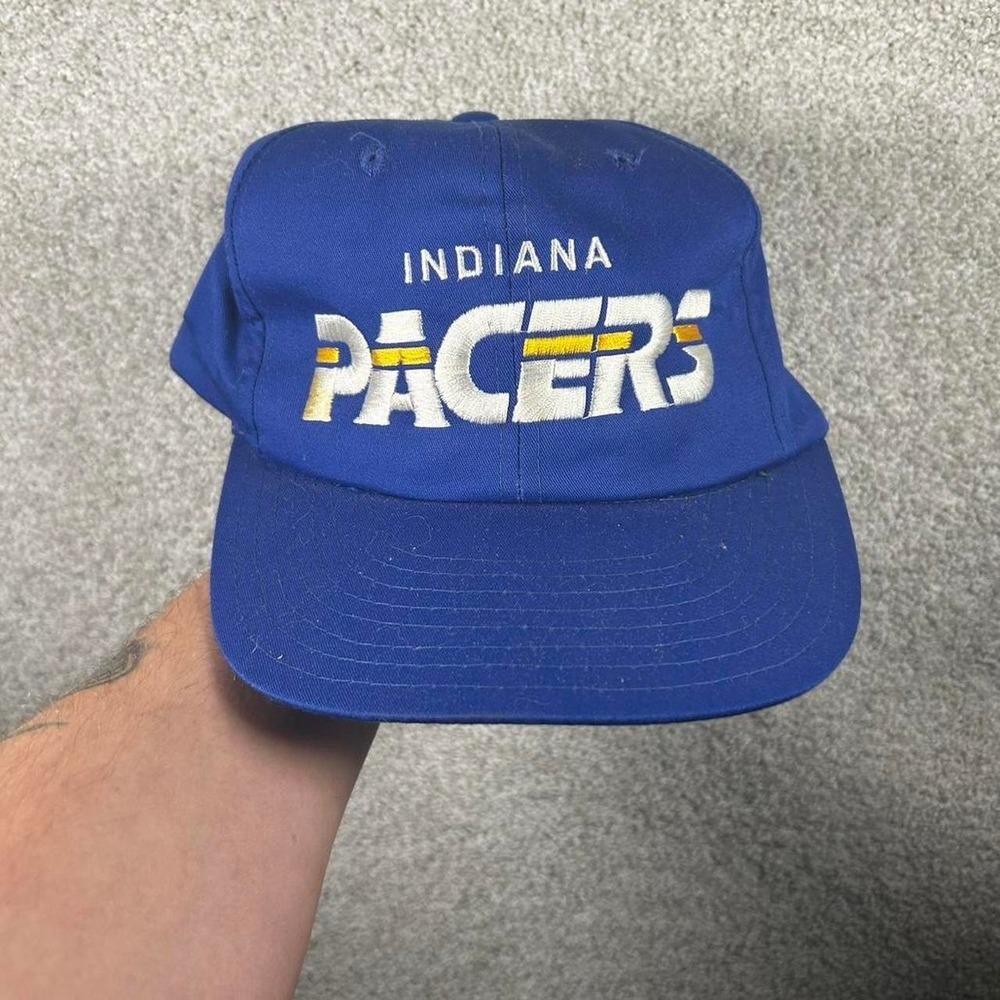 Vintage 90s Indiana Pacers Starter blue twill script retro SnapBack hat cap